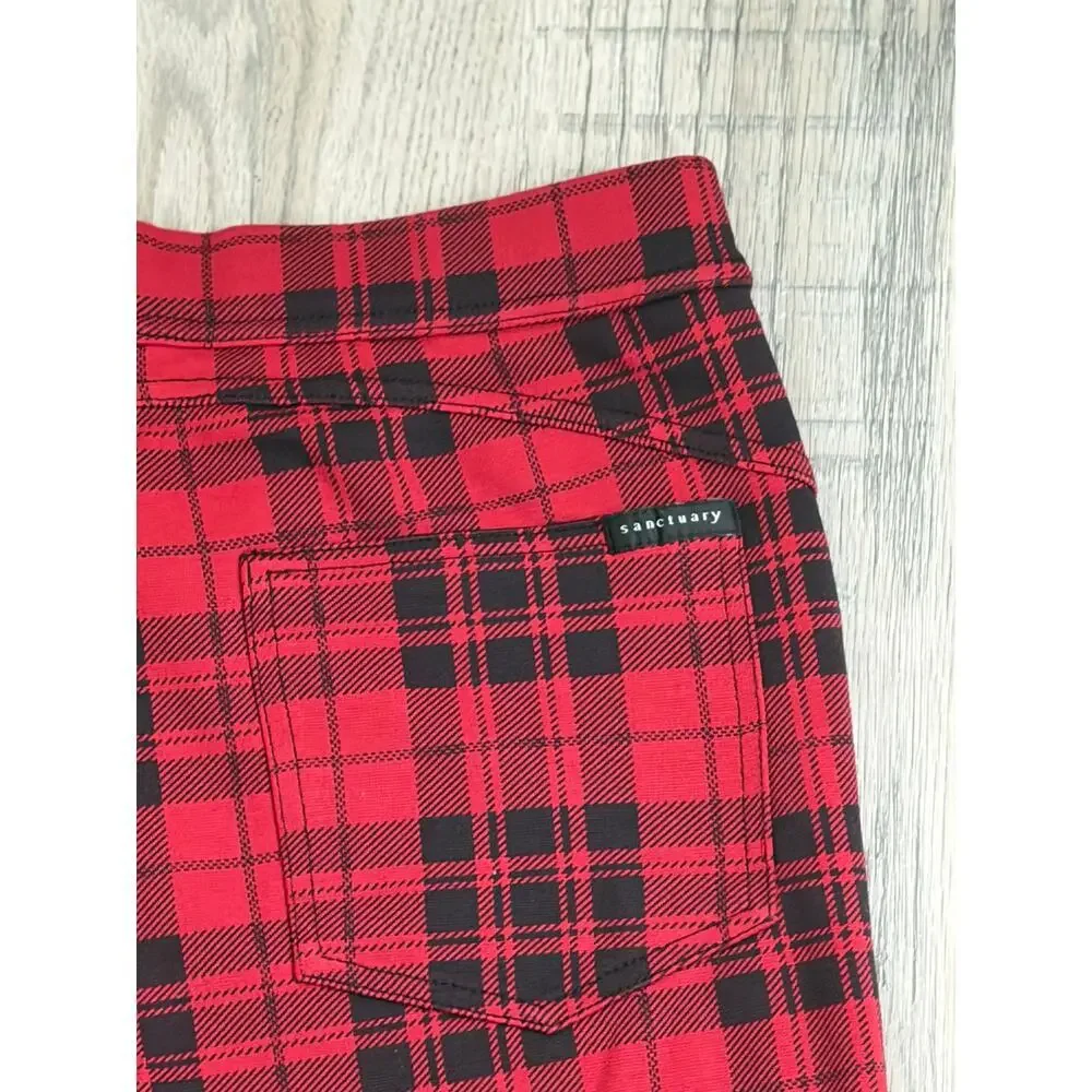 Anthropologie Sanctuary Grease Red and Black Plaid Leggings/Pants Sz M